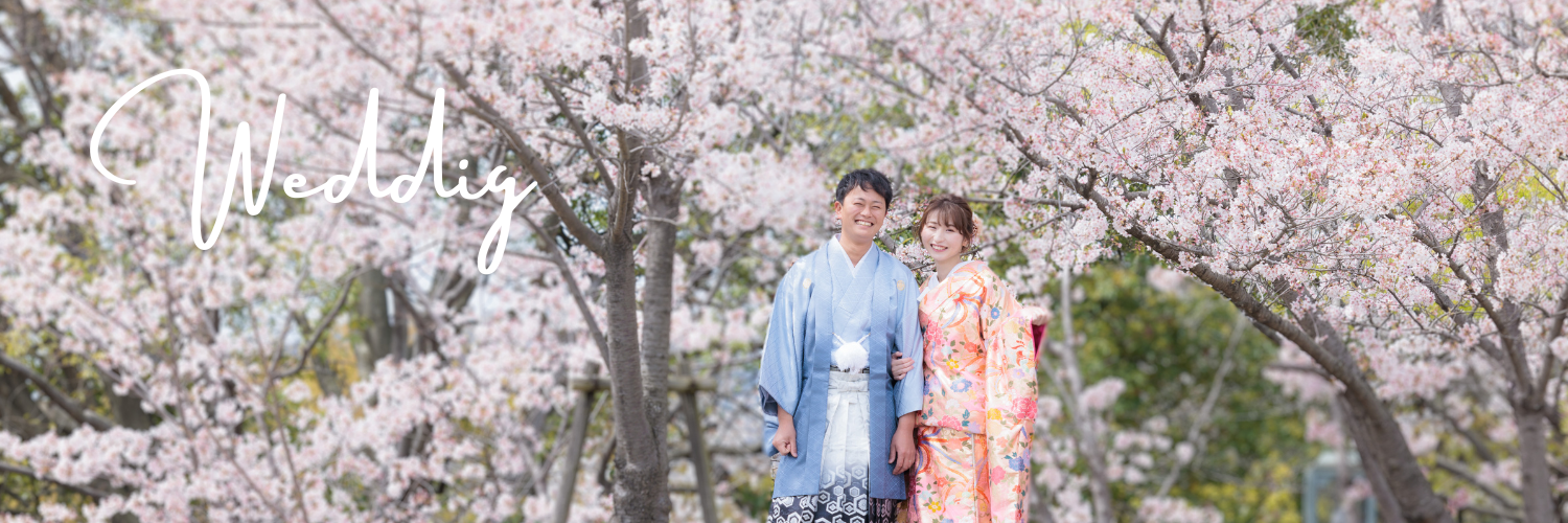 手柄山公園春の桜でブライダル撮影婚礼和装